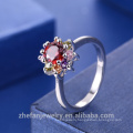 Factory Gemstone wholesale handmade sterling silver 925 rings with flower shape cz